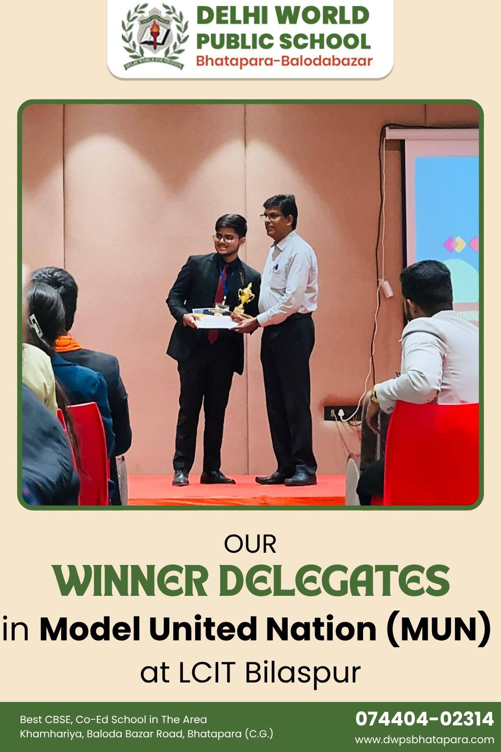 DWPS Delegates Win at Model United Nations at LCIT Bilaspur